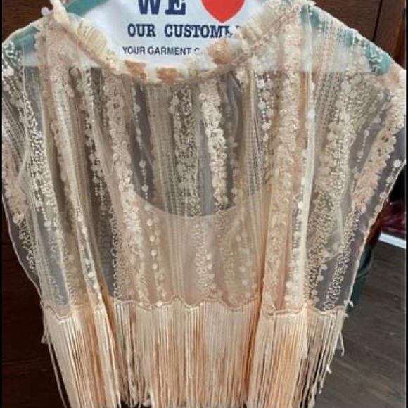 Size S women’s embellished peach colored blouse. - Picture 1 of 5